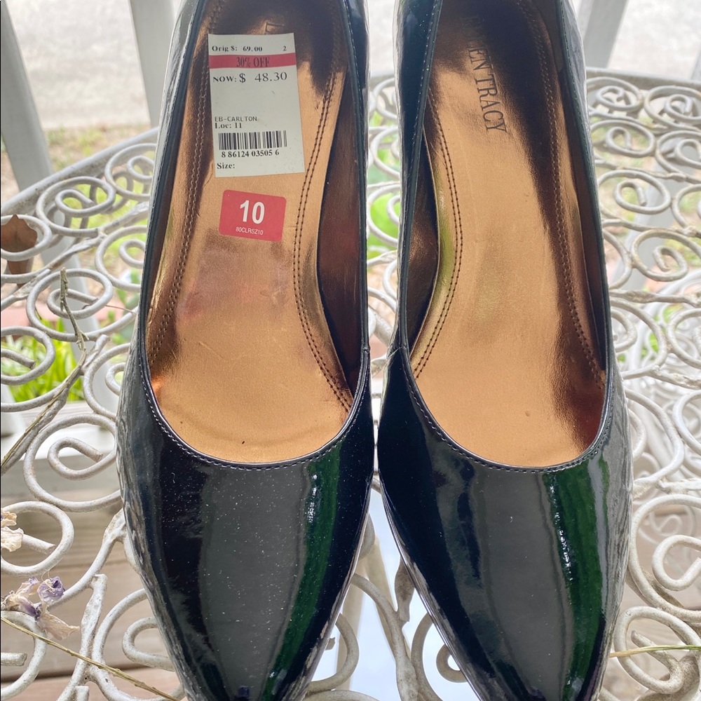 Black Patent Leather Ellen Tracy High Heels Pumps Size 10